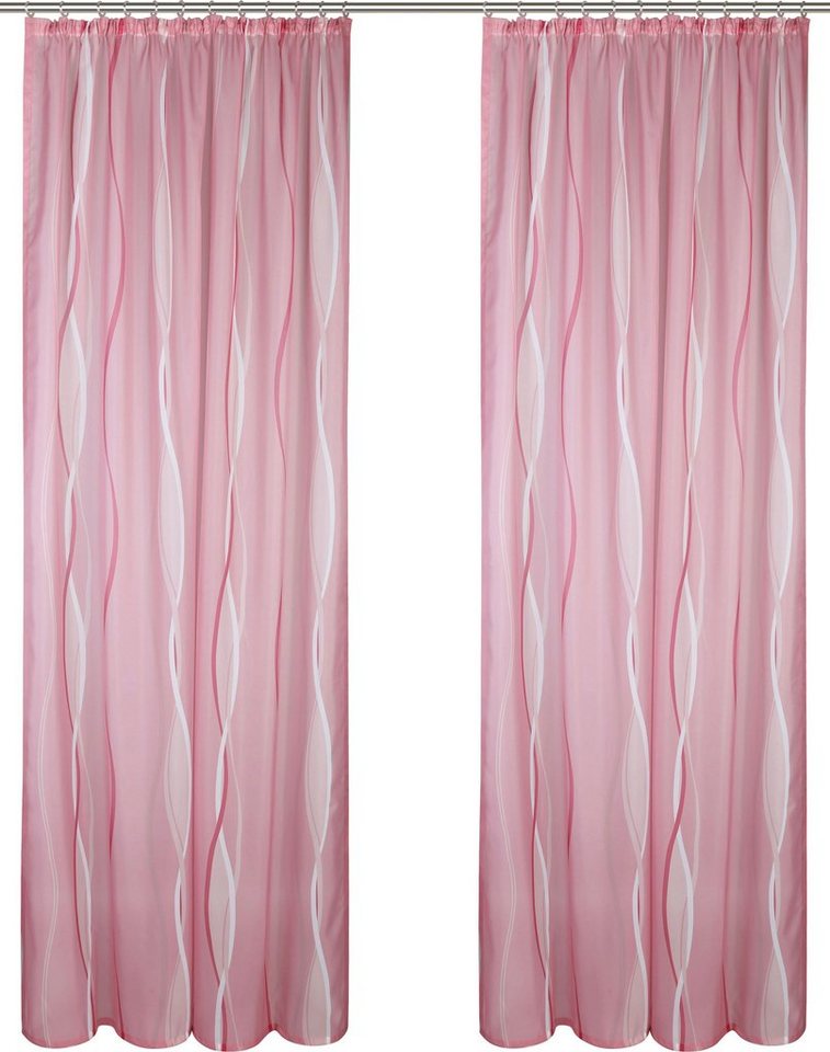 OTTO home Gardine Dimona, 2er-Set, transparent, Kräuselband, Wellenmotiv (2 St), Kräuselband, transparent, Voile, 2er-Set, transparent, Voile, Polyester – Bild 2 von 5