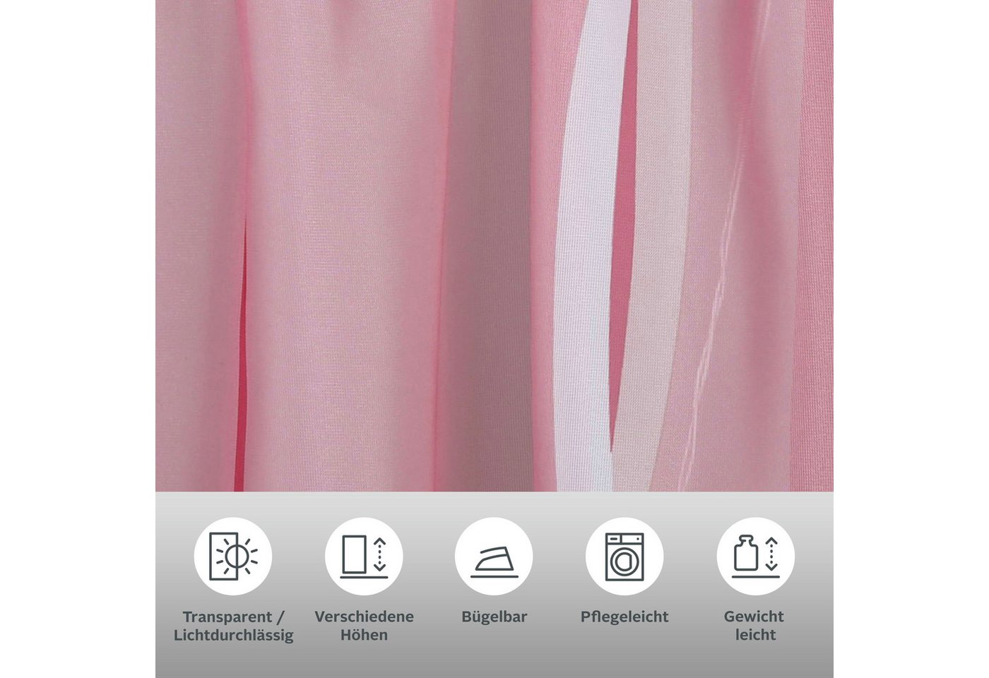 OTTO home Gardine Dimona, 2er-Set, transparent, Kräuselband, Wellenmotiv (2 St), Kräuselband, transparent, Voile, 2er-Set, transparent, Voile, Polyester – Bild 3 von 5