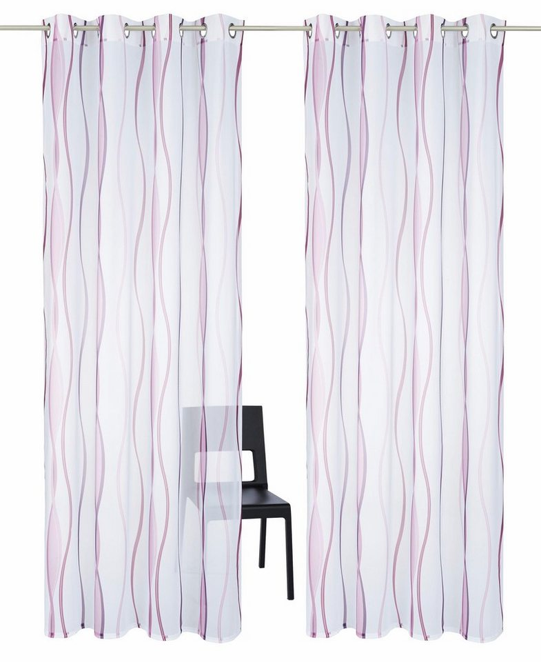 OTTO home Gardine Dimona, 2er- Set, transparent, Wellen (2 St), Ösen, transparent, Voile, 2-er Set, transparent, Voile, Polyester, Wellen – Bild 2 von 5