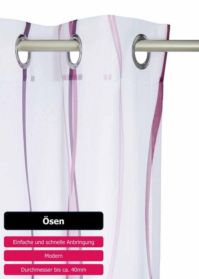 OTTO home Gardine Dimona, 2er- Set, transparent, Wellen (2 St), Ösen, transparent, Voile, 2-er Set, transparent, Voile, Polyester, Wellen – Bild 4 von 5
