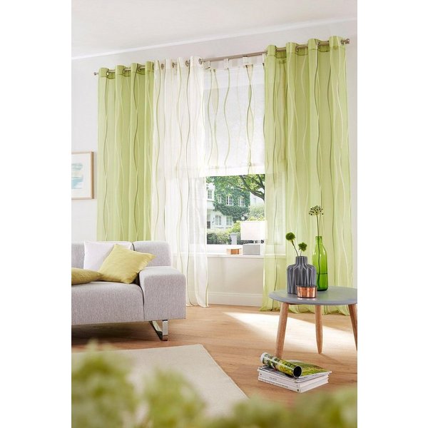 OTTO home Gardine Dimona, Ösen, transparent, 2er-Set (2 St), Ösen, transparent, Voile, 2er-Set, transparent, Voile, Polyester