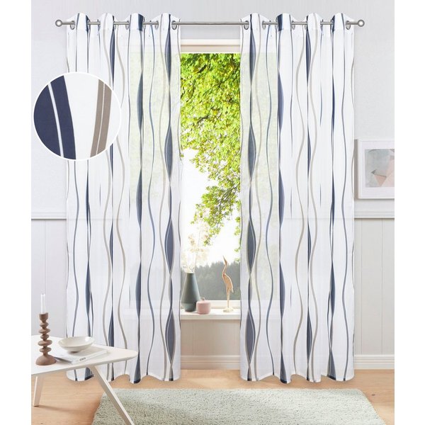 OTTO home Gardine Dimona, 2er- Set, transparent, Wellen (2 St), Ösen, transparent, Voile, 2-er Set, transparent, Voile, Polyester, Wellen