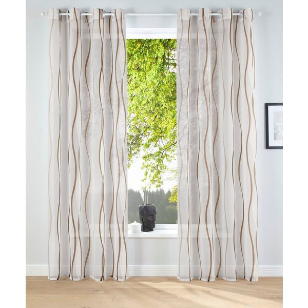 OTTO home Gardine Dimona, 2er- Set, transparent, Wellen (2 St), Ösen, transparent, Voile, 2-er Set, transparent, Voile, Polyester, Wellen