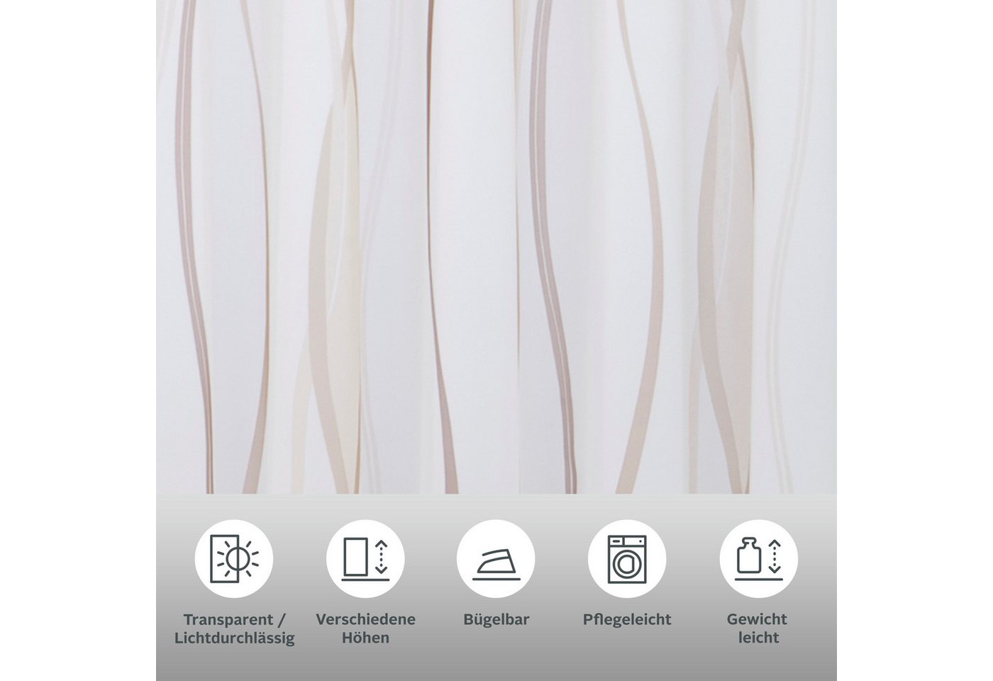 OTTO home Gardine Dimona, 2er- Set, transparent, Wellen (2 St), Ösen, transparent, Voile, 2-er Set, transparent, Voile, Polyester, Wellen – Bild 3 von 5