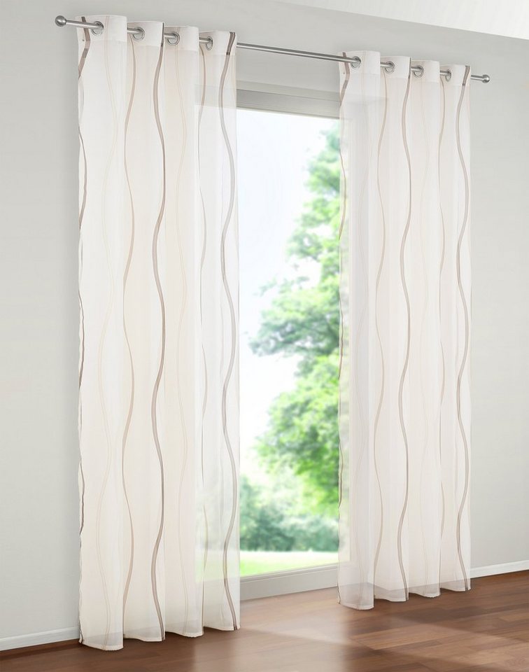 OTTO home Gardine Dimona, 2er- Set, transparent, Wellen (2 St), Ösen, transparent, Voile, 2-er Set, transparent, Voile, Polyester, Wellen – Bild 5 von 5