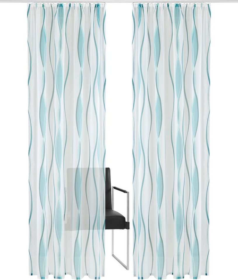 OTTO home Gardine Dimona, 2er-Set, Kräuselband, transparent, Wellenmotiv (2 St), Kräuselband, transparent, Voile, 2er-Set, Bestseller, Polyester, Wellen – Bild 2 von 5