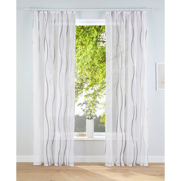 OTTO home Gardine Dimona, 2er-Set, Kräuselband, transparent, Wellenmotiv (2 St), Kräuselband, transparent, Voile, 2er-Set, Bestseller, Polyester, Wellen