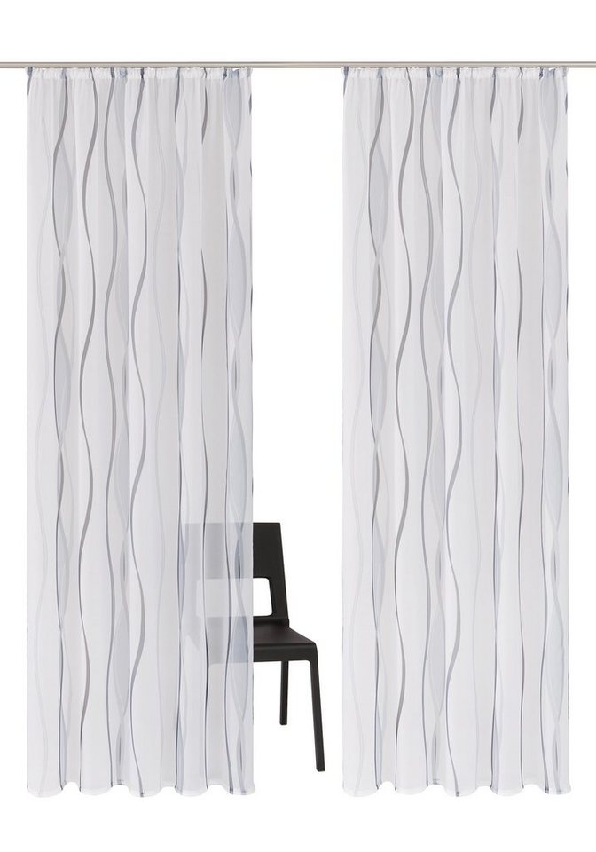 OTTO home Gardine Dimona, 2er-Set, Kräuselband, transparent, Wellenmotiv (2 St), Kräuselband, transparent, Voile, 2er-Set, Bestseller, Polyester, Wellen – Bild 2 von 5