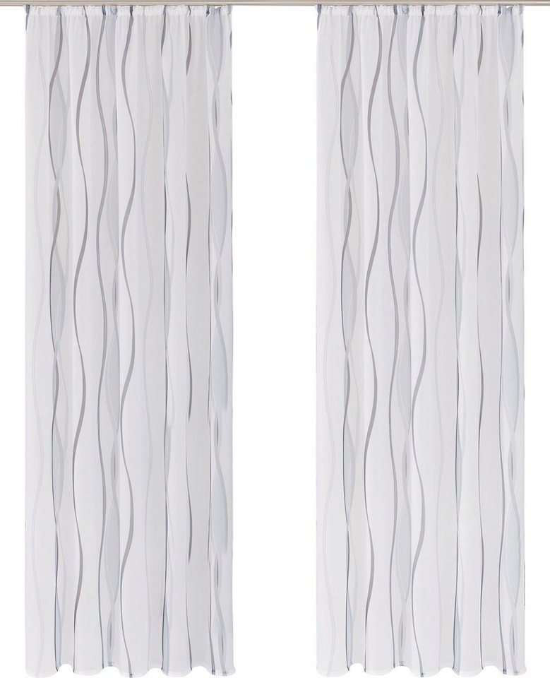 OTTO home Gardine Dimona, 2er-Set, Kräuselband, transparent, Wellenmotiv (2 St), Kräuselband, transparent, Voile, 2er-Set, Bestseller, Polyester, Wellen – Bild 4 von 5