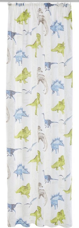 OTTO home Gardine DINO, 1 Stück, Kräuselband, halbtransparent, Kindergardine (1 St), Kräuselband, halbtransparent, Polyester, Kindergardine, einseitig mit Dinos – Bild 2 von 5