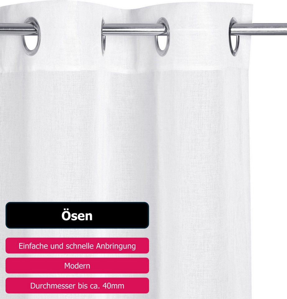 OTTO home Gardine Dolly, 1er-Set, transparent gewebt, Ösen (1 St), Ösen, transparent, gewebt, Polyester, extra Breite ab 3 Meter – Bild 4 von 5