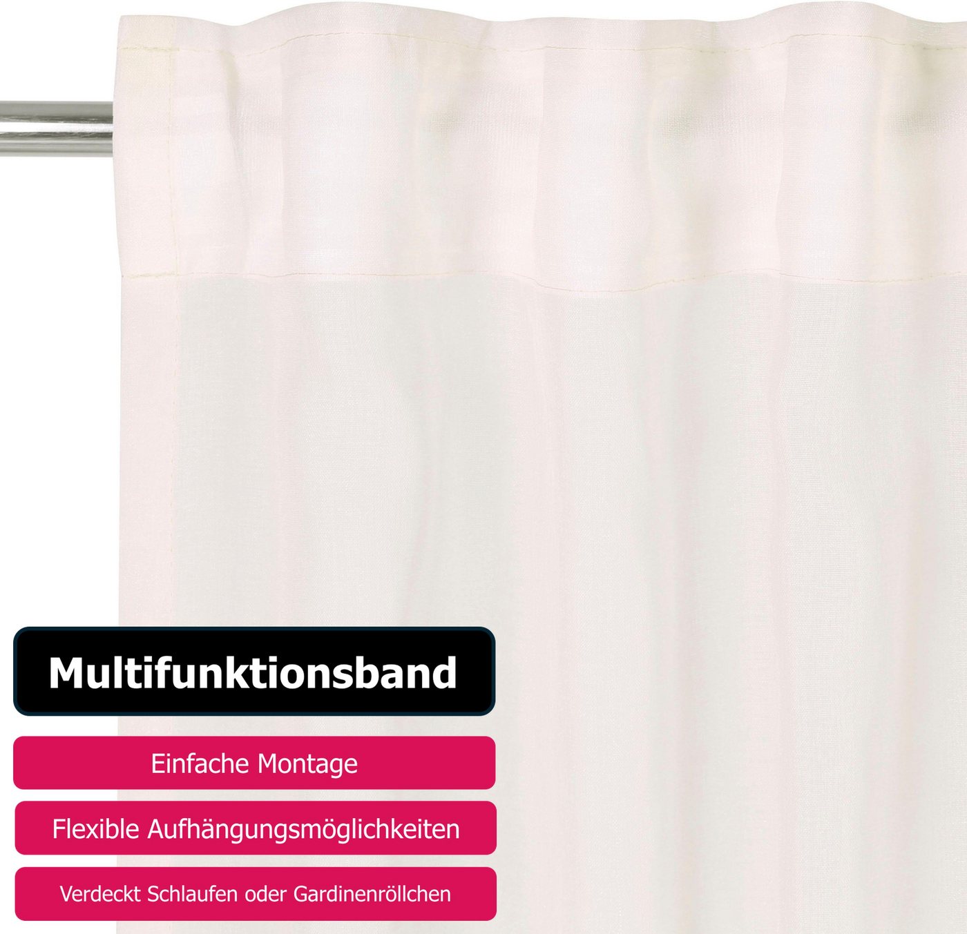 OTTO home Gardine Dolly, 1er- und 2er-Set, transparent, Multiband (2 St), Multifunktionsband, transparent, gewebt, Polyester – Bild 4 von 5