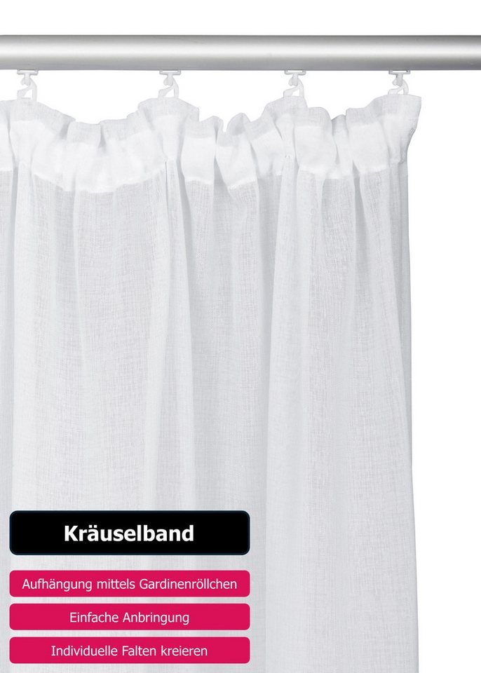 OTTO home Gardine Gardine Dolly, Kräuselband, transparent (1 St), Kräuselband, transparent, Bestseller, Store, extra Breite ab 3 Meter – Bild 4 von 5