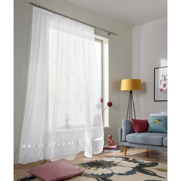 OTTO home Gardine Eby, 1 Stück, Kräuselband, transparent, Satin (1 St), Kräuselband, transparent, Satin, Vorhang, Fertiggardine, Store, transparent, mit aufgenä