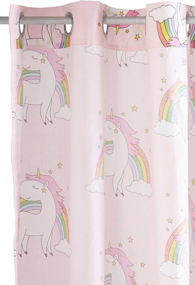 OTTO home Gardine EINHORN (1 St), Ösen, halbtransparent, Kindergardine, Einhorn, Regenbogen, einseitig bedruckt – Bild 4 von 5