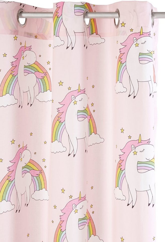 OTTO home Gardine EINHORN (1 St), Ösen, halbtransparent, Kindergardine, Einhorn, Regenbogen, einseitig bedruckt – Bild 5 von 5