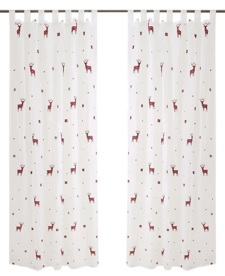 OTTO home Gardine Elch, 1 Stück, Schlaufen, transparent, Weihnachtlich bestickt (1 St), Schlaufen, transparent, Voile, 1 Schal, Mit Rentieren, Sternen und Schne – Bild 2 von 5