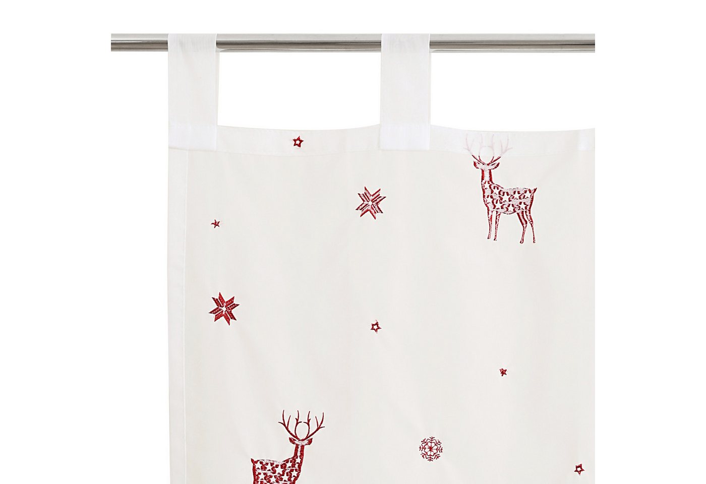 OTTO home Gardine Elch, 1 Stück, Schlaufen, transparent, Weihnachtlich bestickt (1 St), Schlaufen, transparent, Voile, 1 Schal, Mit Rentieren, Sternen und Schne – Bild 4 von 5