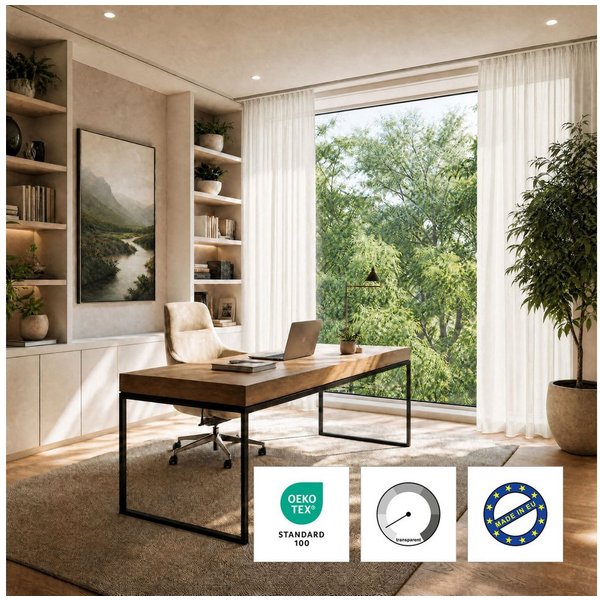 OTTO home Gardine ELVIRA, nach Wunschmaß, transparent, Made in Europe (1 St), Kräuselband, transparent, Voile, Maßanfertigung, made in europe, Wohnzimmer, Schla