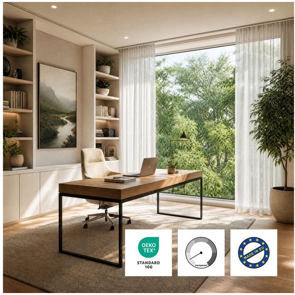 OTTO home Gardine ELVIRA, nach Wunschmaß, transparent, Made in Europe (1 St), Kräuselband, transparent, Voile, Maßanfertigung, made in europe, Wohnzimmer, Schla