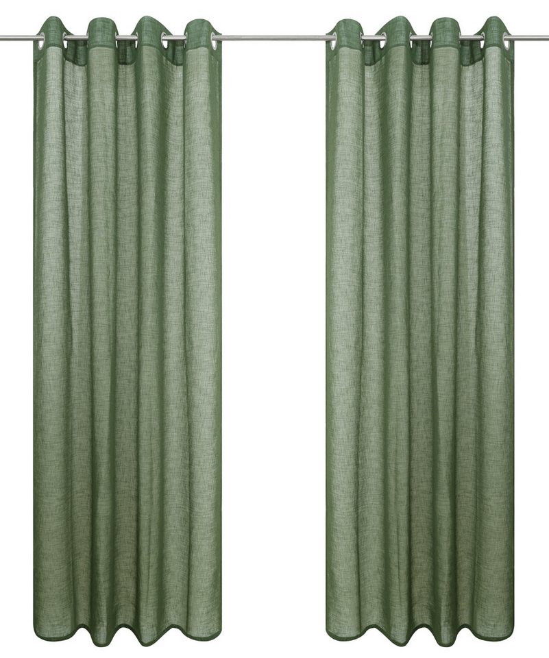 OTTO home Gardine Fiete, 1 Stück, halbtransparent, leinen Optik (1 St), Ösen, halbtransparent, Leinen Optik, monochrom, basic, pflegeleicht, verschiedene Größen – Bild 2 von 5