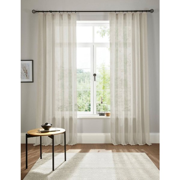 OTTO home Gardine Fiete, 1 Stück, Leinen Optik, halbtransparent, Kräuselband (1 St), Kräuselband, halbtransparent, Leinen Optik, Sichtschutz, halbtransparent, e
