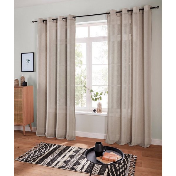 OTTO home Gardine Fiete, 1 Stück, halbtransparent, leinen Optik (1 St), Ösen, halbtransparent, Leinen Optik, monochrom, basic, pflegeleicht, verschiedene Größen