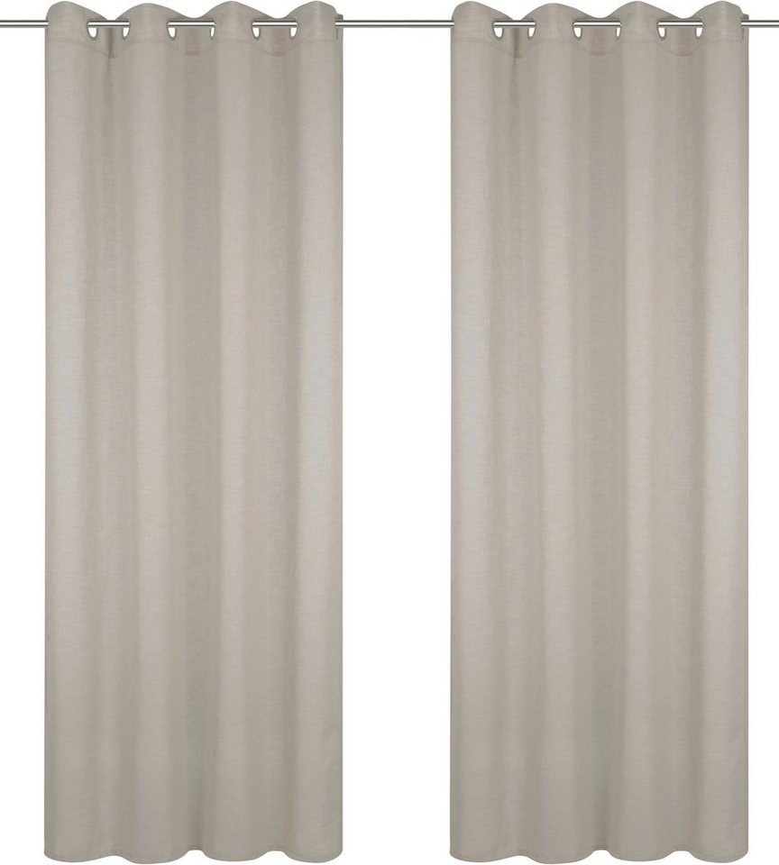 OTTO home Gardine Fiete, 1 Stück, halbtransparent, leinen Optik (1 St), Ösen, halbtransparent, Leinen Optik, monochrom, basic, pflegeleicht, verschiedene Größen – Bild 2 von 5