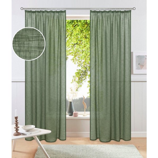 OTTO home Gardine Fiete, 1 Stück, Leinen Optik, halbtransparent, Kräuselband (1 St), Kräuselband, halbtransparent, Leinen Optik, Sichtschutz, halbtransparent, e