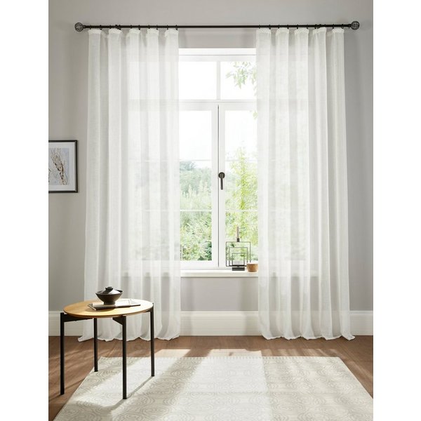 OTTO home Gardine Fiete, 1 Stück, Leinen Optik, halbtransparent, Kräuselband (1 St), Kräuselband, halbtransparent, Leinen Optik, Sichtschutz, halbtransparent, e