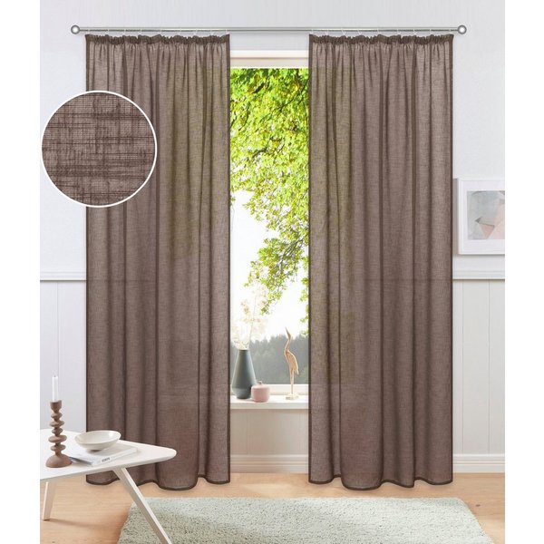 OTTO home Gardine Fiete, 1 Stück, Leinen Optik, halbtransparent, Kräuselband (1 St), Kräuselband, halbtransparent, Leinen Optik, Sichtschutz, halbtransparent, e