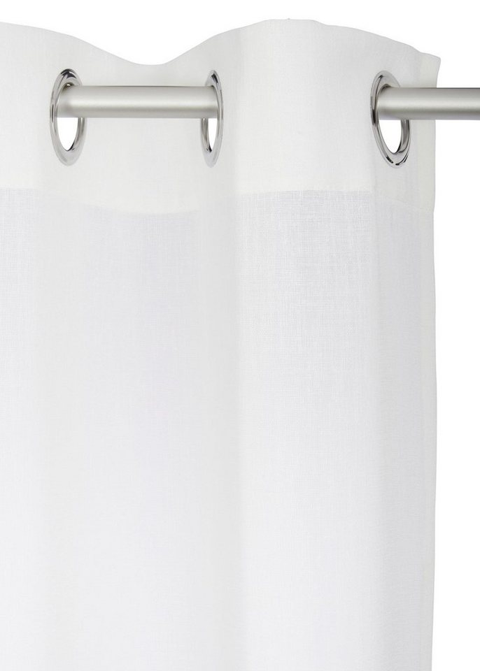 OTTO home Gardine Fiete, 1 Stück, halbtransparent, leinen Optik (1 St), Ösen, halbtransparent, Leinen Optik, monochrom, basic, pflegeleicht, verschiedene Größen – Bild 3 von 5