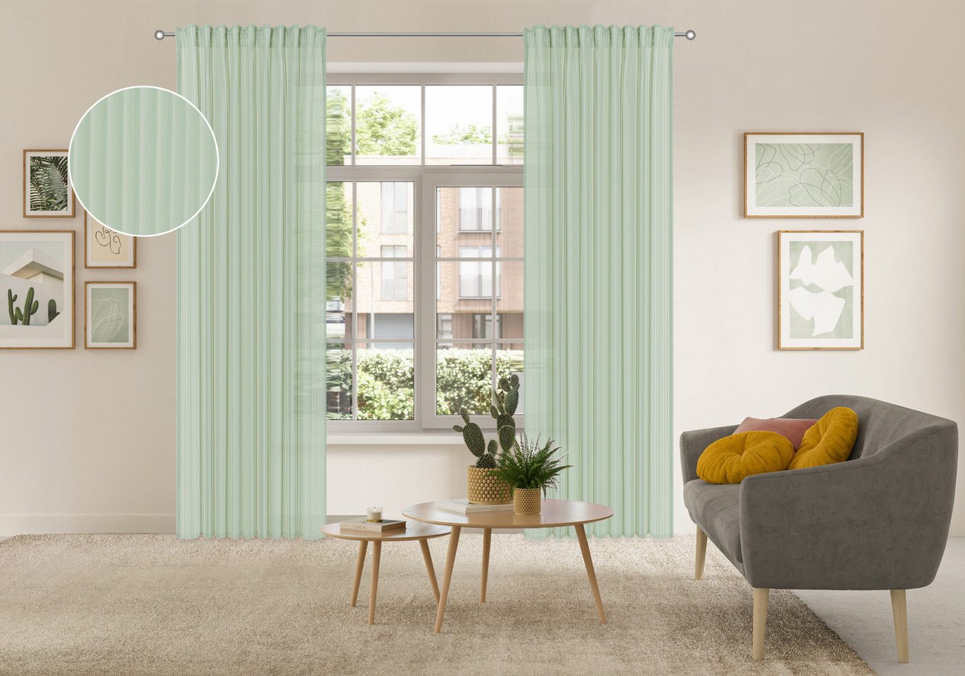 OTTO home Gardine Fritty,2 Stück mit Multiband, transparent, Längstsreifen (2 St), Multifunktionsband, transparent, Ausbrenner, Multifunktionsband, transparent, – Bild 3 von 5