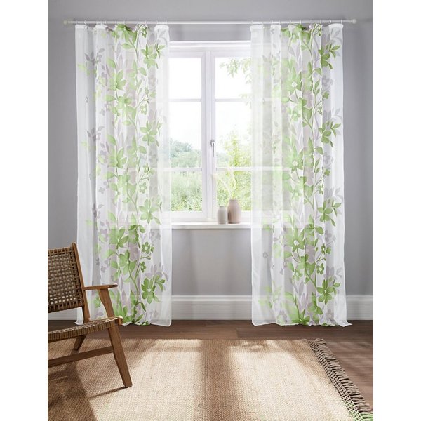 OTTO home Gardine Ina, 2er-Set, transparent, einseitig bedruckt (2 St), Kräuselband, transparent, Voile, transparent, 2-er Set, einseitig bedruckt, Voile