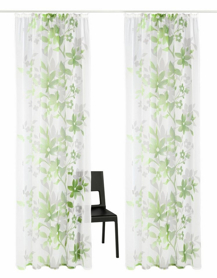 OTTO home Gardine Ina, 2er-Set, transparent, einseitig bedruckt (2 St), Kräuselband, transparent, Voile, transparent, 2-er Set, einseitig bedruckt, Voile – Bild 2 von 5
