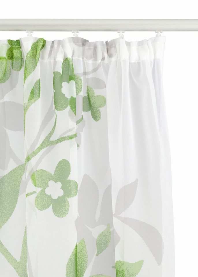 OTTO home Gardine Ina, 2er-Set, transparent, einseitig bedruckt (2 St), Kräuselband, transparent, Voile, transparent, 2-er Set, einseitig bedruckt, Voile – Bild 4 von 5