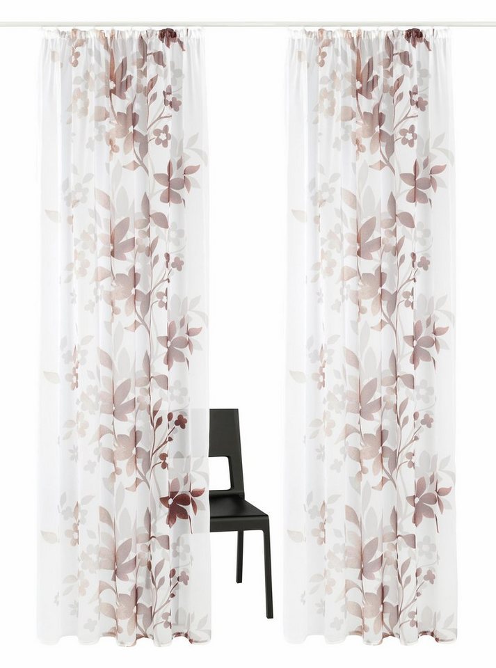 OTTO home Gardine Ina, 2er-Set, transparent, einseitig bedruckt (2 St), Kräuselband, transparent, Voile, transparent, 2-er Set, einseitig bedruckt, Voile – Bild 2 von 5