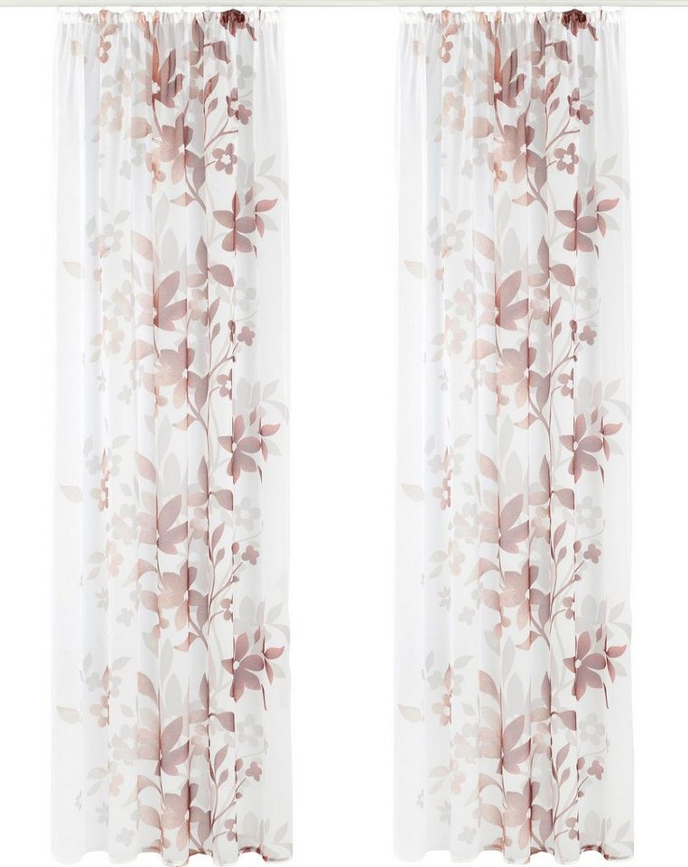 OTTO home Gardine Ina, 2er-Set, transparent, einseitig bedruckt (2 St), Kräuselband, transparent, Voile, transparent, 2-er Set, einseitig bedruckt, Voile – Bild 4 von 5