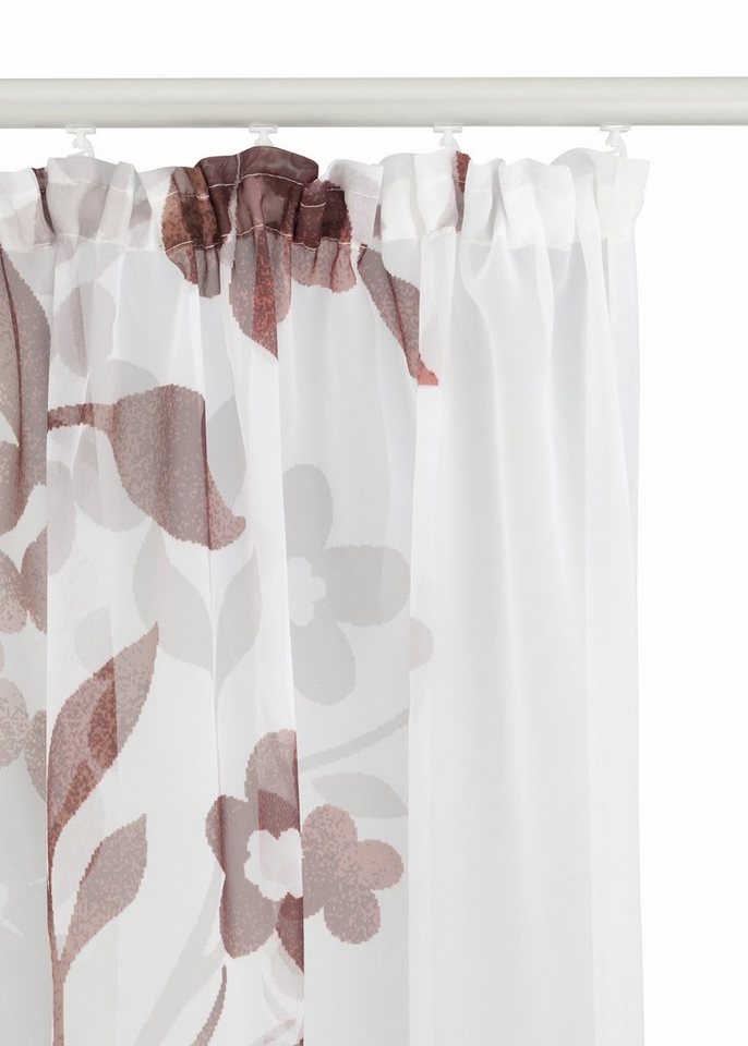OTTO home Gardine Ina, 2er-Set, transparent, einseitig bedruckt (2 St), Kräuselband, transparent, Voile, transparent, 2-er Set, einseitig bedruckt, Voile – Bild 5 von 5