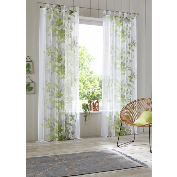 OTTO home Gardine Ina, 2er- Set, Schlaufen, transparent, einseitig bedruckt (2 St), Schlaufen, transparent, Voile, 2-er Set, einseitig floral bedruckt, Voile, B