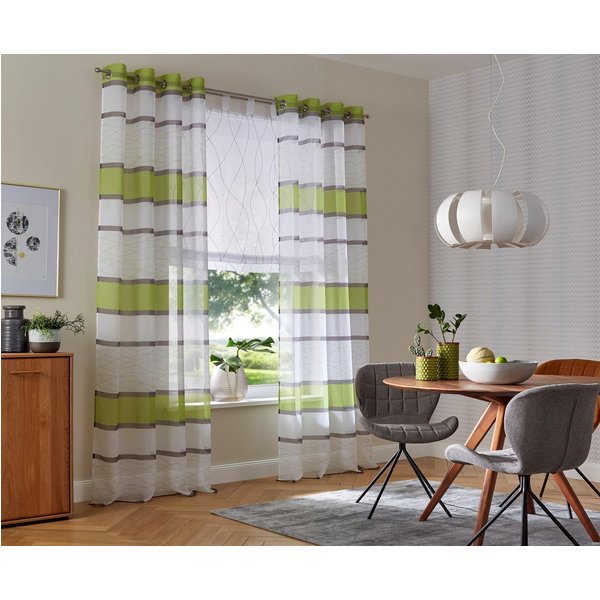OTTO home Gardine Jay, Ösen, transparent, 2er-Set, Querstreifen (2 St), Ösen, transparent, Voile, Vorhang, 2-er Set, Fertiggardine, transparent, Querstreifen