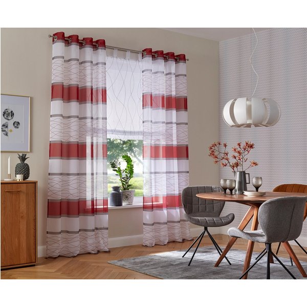 OTTO home Gardine Jay, Ösen, transparent, 2er-Set, Querstreifen (2 St), Ösen, transparent, Voile, Vorhang, 2-er Set, Fertiggardine, transparent, Querstreifen