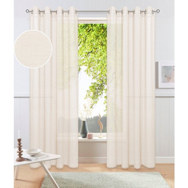 OTTO home Gardine Kyllo (2 St), Ösen, halbtransparent, Polyester, Leinen-Look, halbtransparent, Ösen- Aufhängung, Pflegeleicht