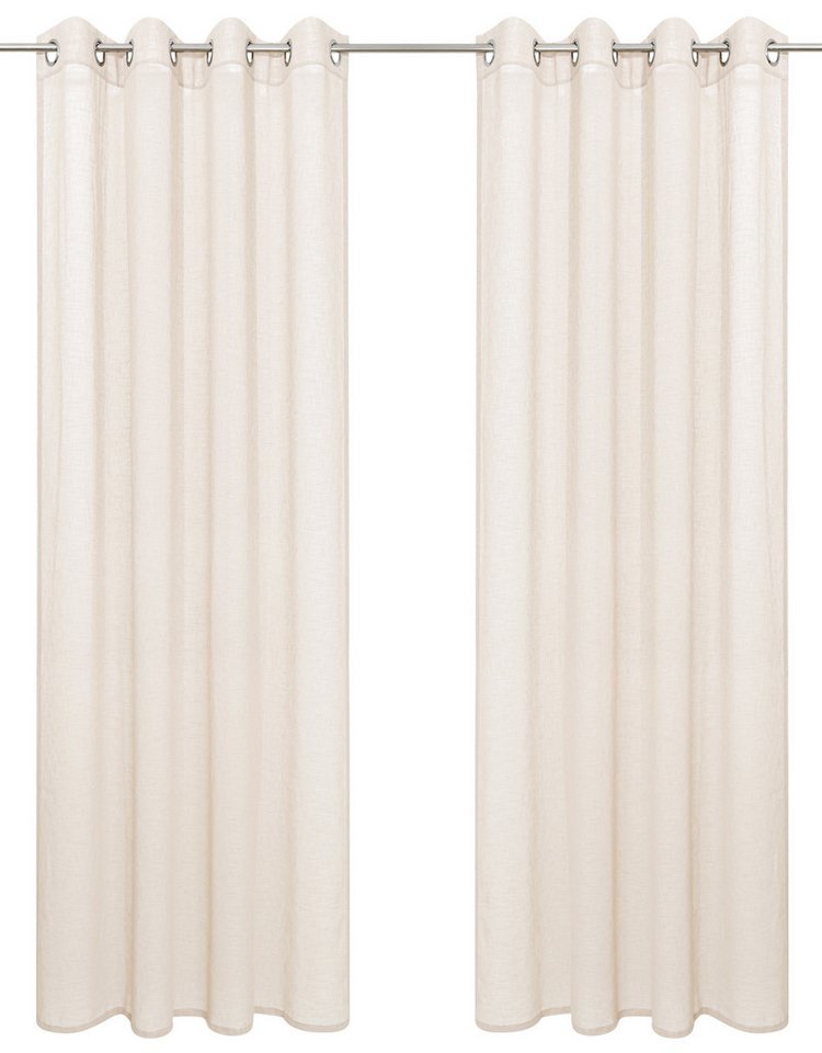 OTTO home Gardine Kyllo (2 St), Ösen, halbtransparent, Polyester, Leinen-Look, halbtransparent, Ösen- Aufhängung, Pflegeleicht – Bild 2 von 5
