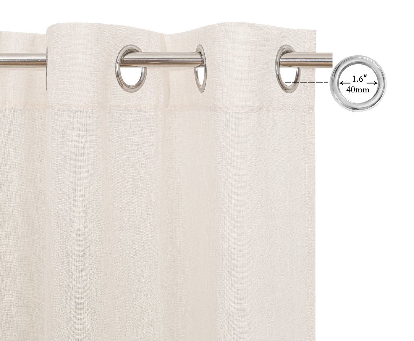 OTTO home Gardine Kyllo (2 St), Ösen, halbtransparent, Polyester, Leinen-Look, halbtransparent, Ösen- Aufhängung, Pflegeleicht – Bild 3 von 5