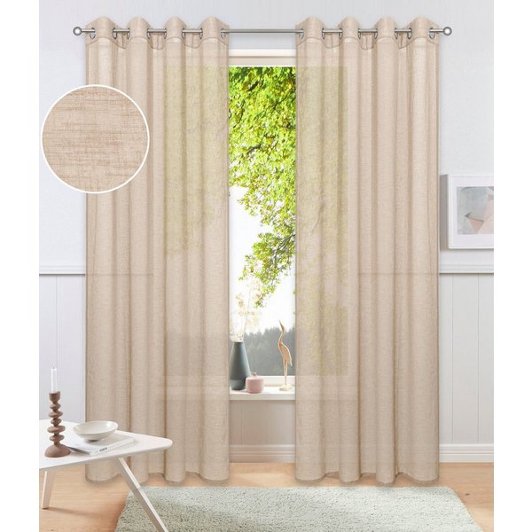 OTTO home Gardine Kyllo (2 St), Ösen, halbtransparent, Polyester, Leinen-Look, halbtransparent, Ösen- Aufhängung, Pflegeleicht