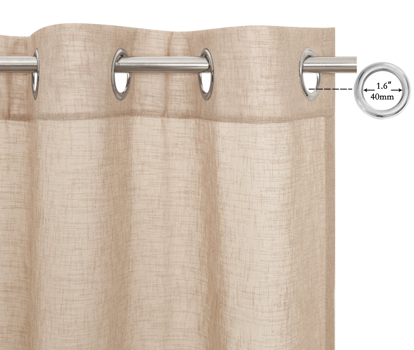 OTTO home Gardine Kyllo (2 St), Ösen, halbtransparent, Polyester, Leinen-Look, halbtransparent, Ösen- Aufhängung, Pflegeleicht – Bild 3 von 5