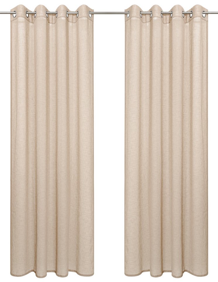 OTTO home Gardine Kyllo (2 St), Ösen, halbtransparent, Polyester, Leinen-Look, halbtransparent, Ösen- Aufhängung, Pflegeleicht – Bild 2 von 5