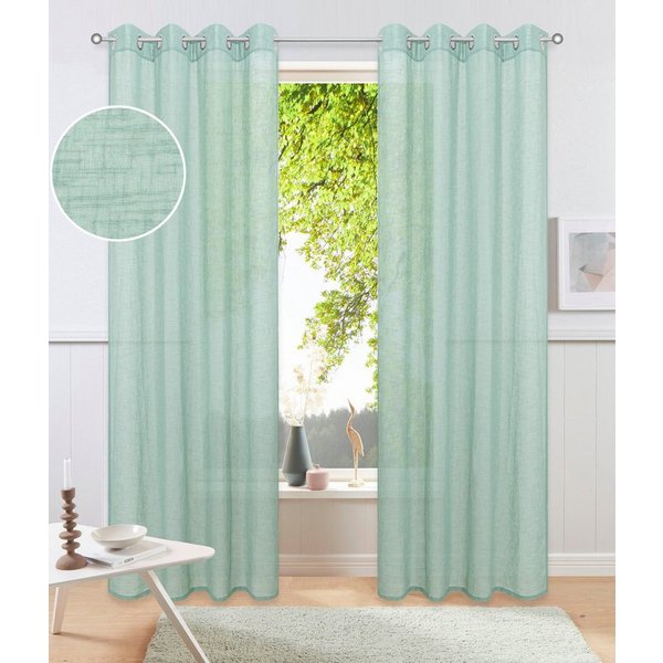OTTO home Gardine Kyllo (2 St), Ösen, halbtransparent, Polyester, Leinen-Look, halbtransparent, Ösen- Aufhängung, Pflegeleicht