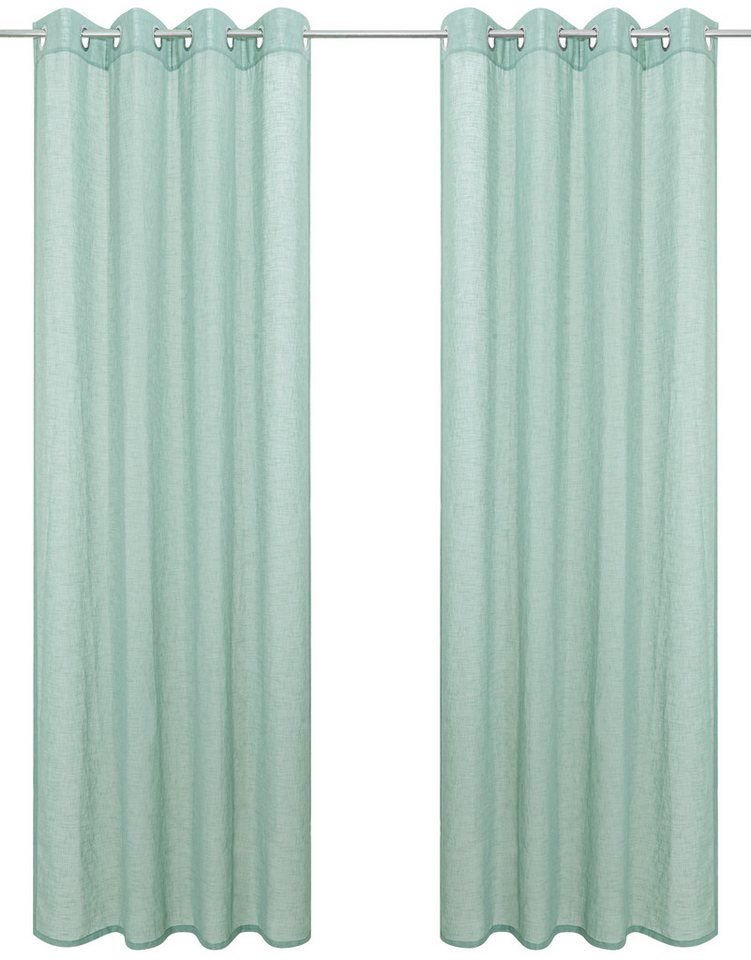 OTTO home Gardine Kyllo (2 St), Ösen, halbtransparent, Polyester, Leinen-Look, halbtransparent, Ösen- Aufhängung, Pflegeleicht – Bild 2 von 5